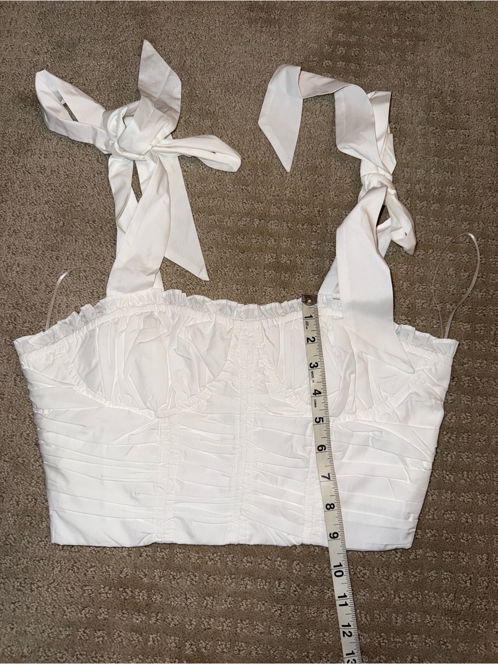 NWT Vestique Boutique White Corset Style Tie Shoulder Crop Top Size Small - Picture 8 of 11